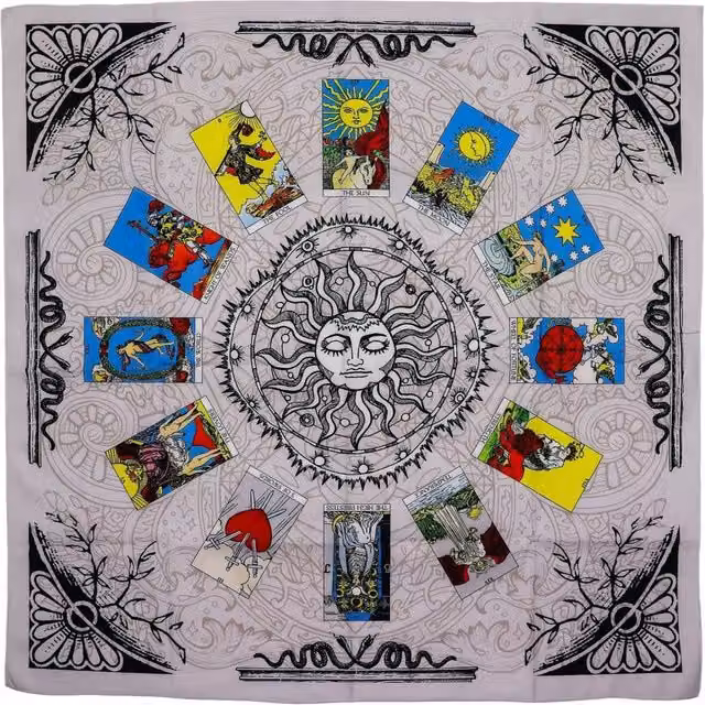 KDMD Tree of Life Tarot Cloth Multicolour Polyester Reading Mat W/D/H: 75 x 75 x 1 cm