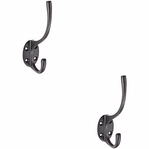 Loops 2 Pack Victorian Hat and Coat Hooks on Oval Backplate in Matt Black, 64mm Projection