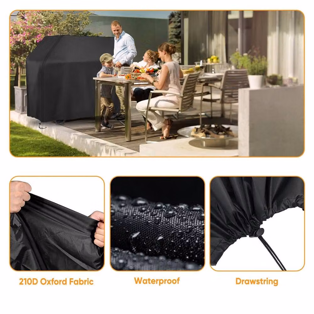 Nordara Heavy Duty Waterproof Polyester BBQ and Smoker Cover in Black, W/D/H: 145 x 117 x 61 cm – 3