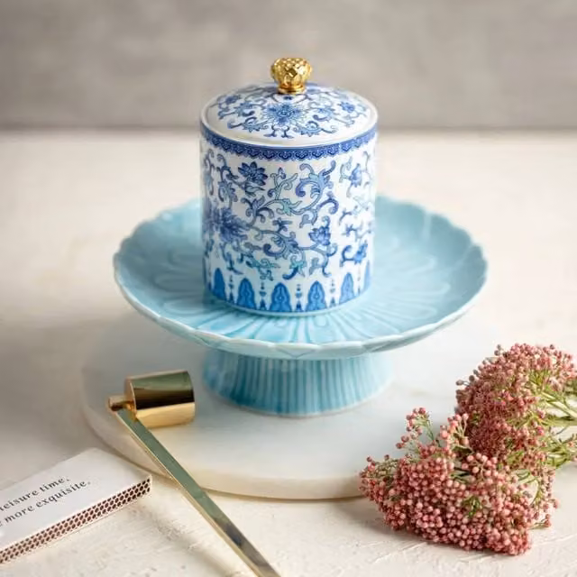 Candle Up Tranquil Oriental Jar Small Multicolour and Blue Candle