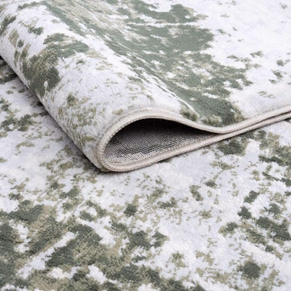 THE RUGS Elaris Stain Resistant Abstract Distressed Area Rug, Green, W: 80 cm, L: 150 cm – 6