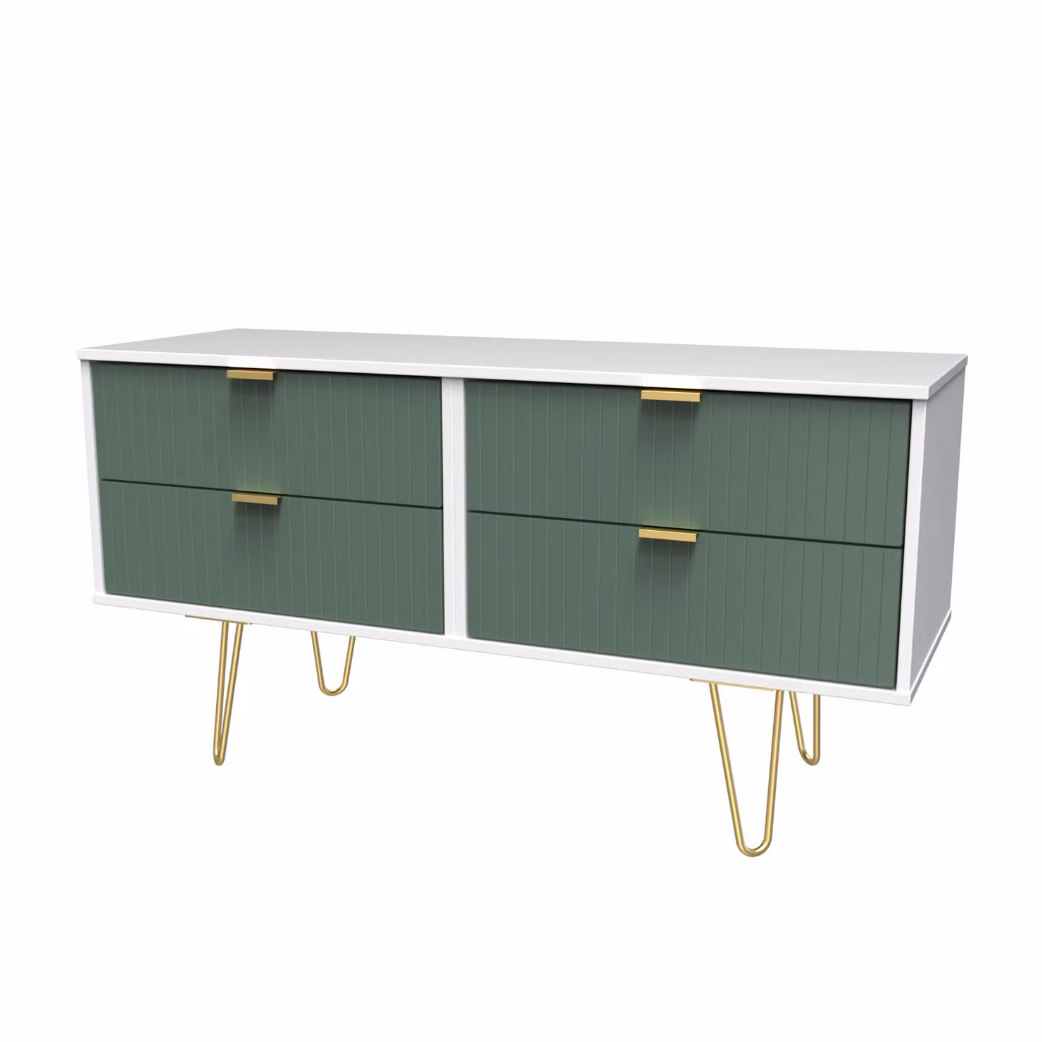 Ready Assembled 2 U Bexley 4 Drawer Bed Box in Green and Gold – 2