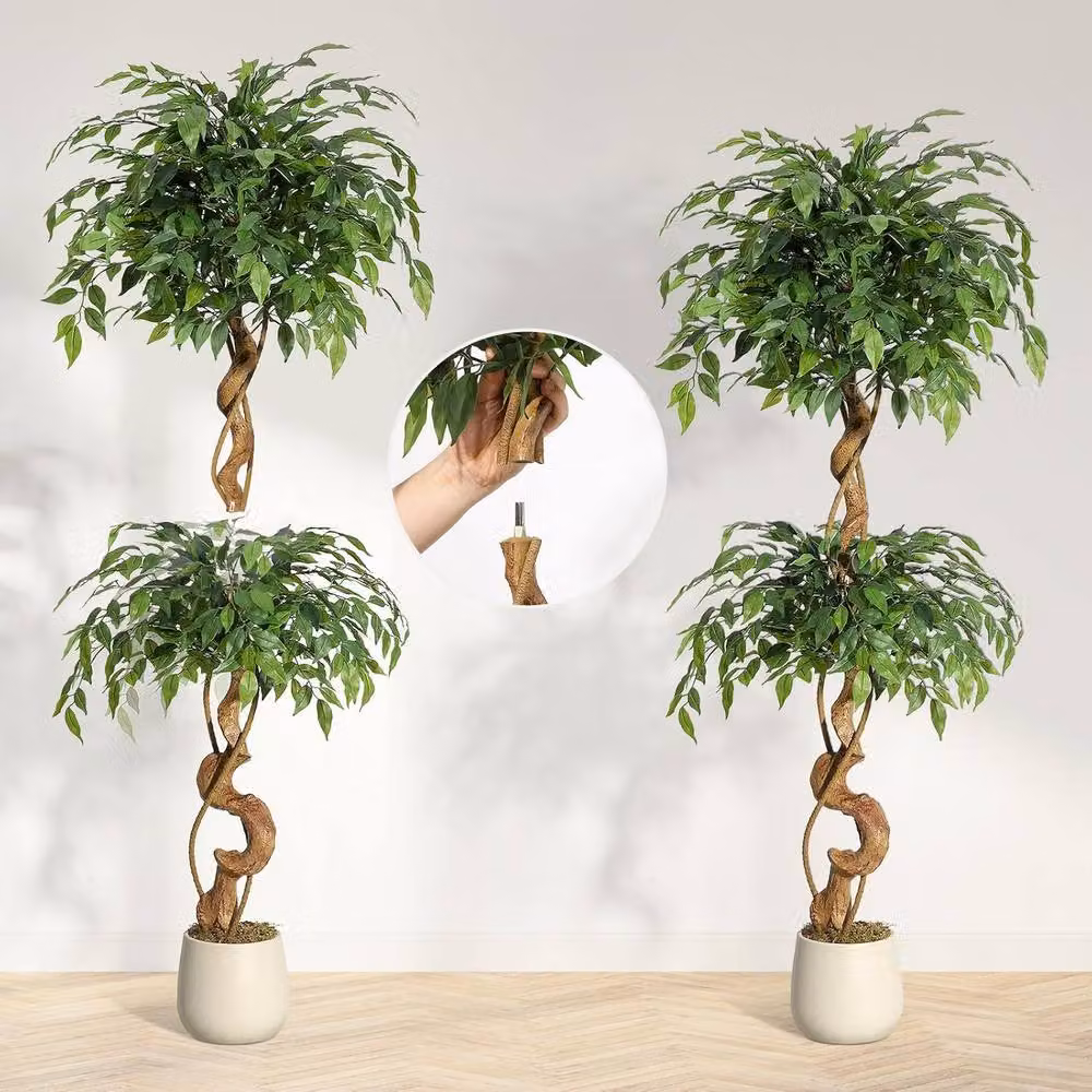 London Boutique 150cm Artificial Ficus Tree, Realistic Green Indoor Plant – 5