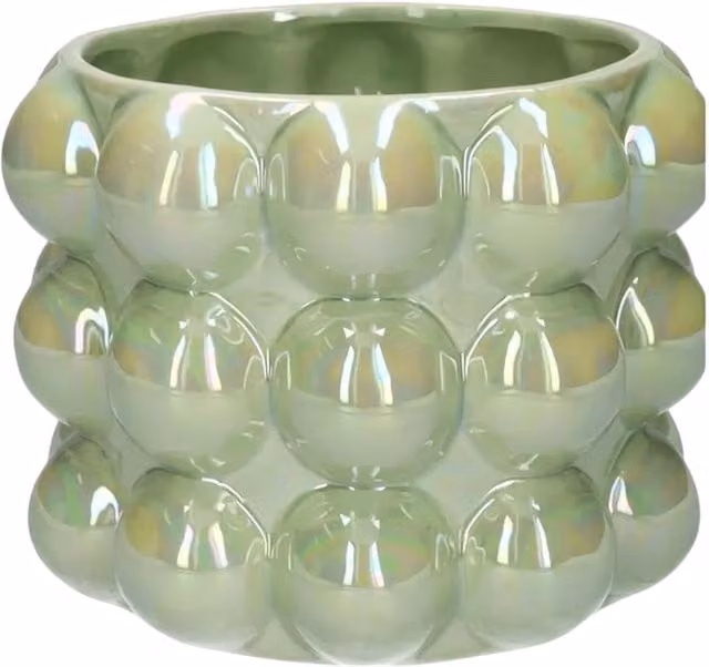 Kingsbury Gifts Geometric Ceramic Tabletop Plant Pot in Green and Blue