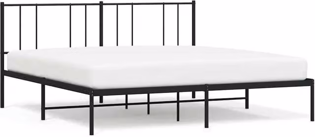 Berkfield Home Metal Bed Frame with Headboard in Black, 200 x 200 cm