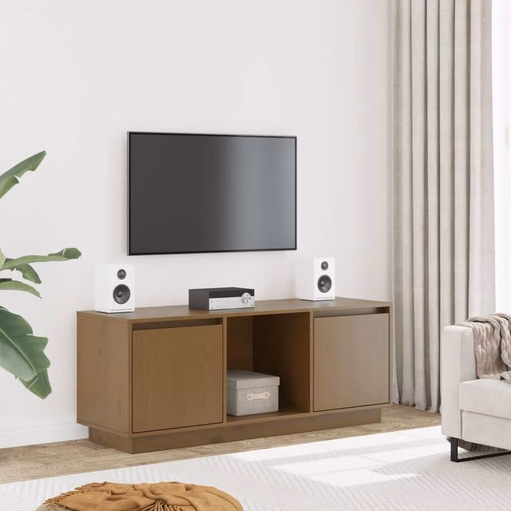Berkfield Home Modern TV Cabinet in Honey Brown Solid Pine Wood, W/D/H: 110.5 x 35 x 44 cm – 2
