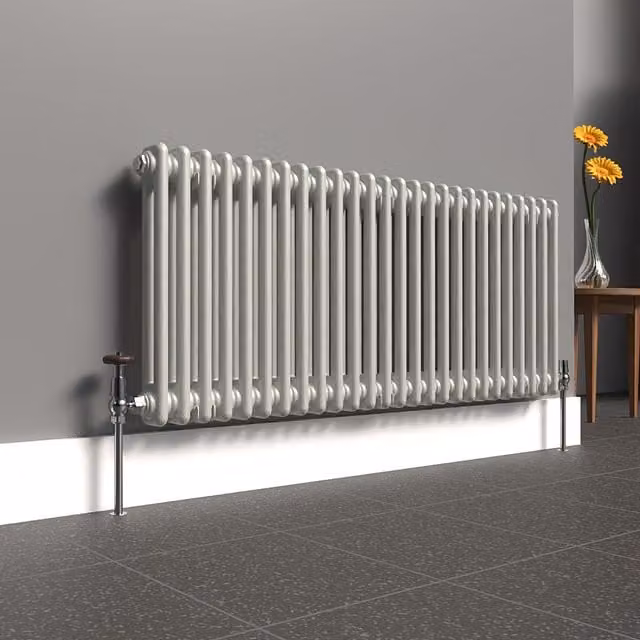 Lux Heat Horizontal 2 Column Steel Radiator in Grey, W: 119 cm, H: 50 cm