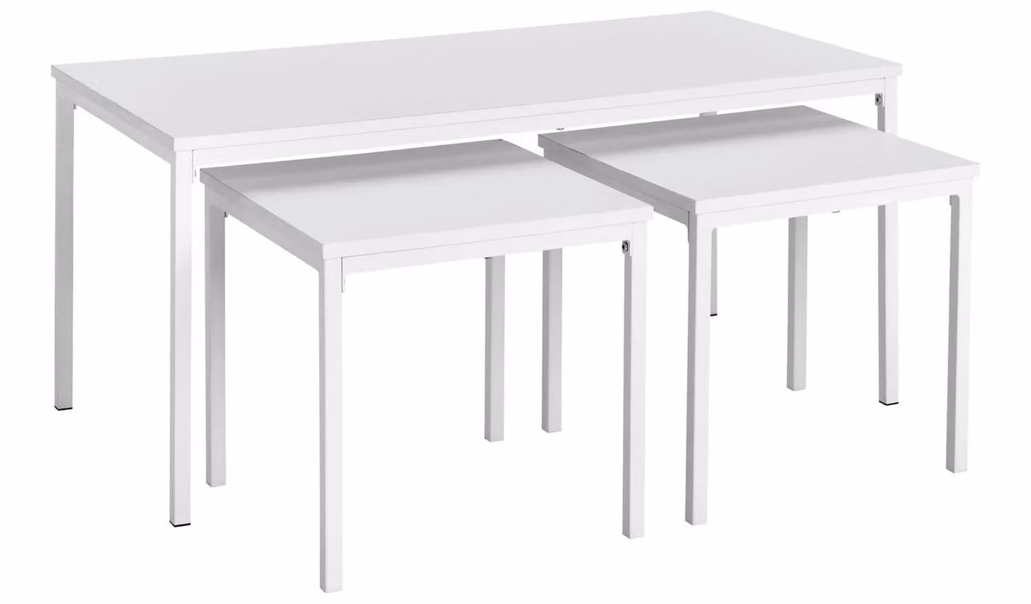 Toby Nest of 3 Coffee Tables in White with Modern Metal Legs