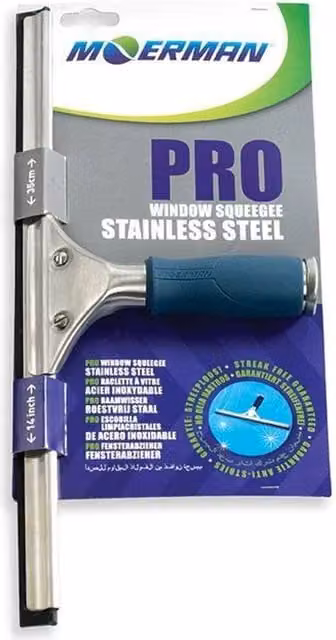 Moerman PRO Window Squeegee with Stainless Steel Grip and Scraper, Multicolour, 35 cm – 1