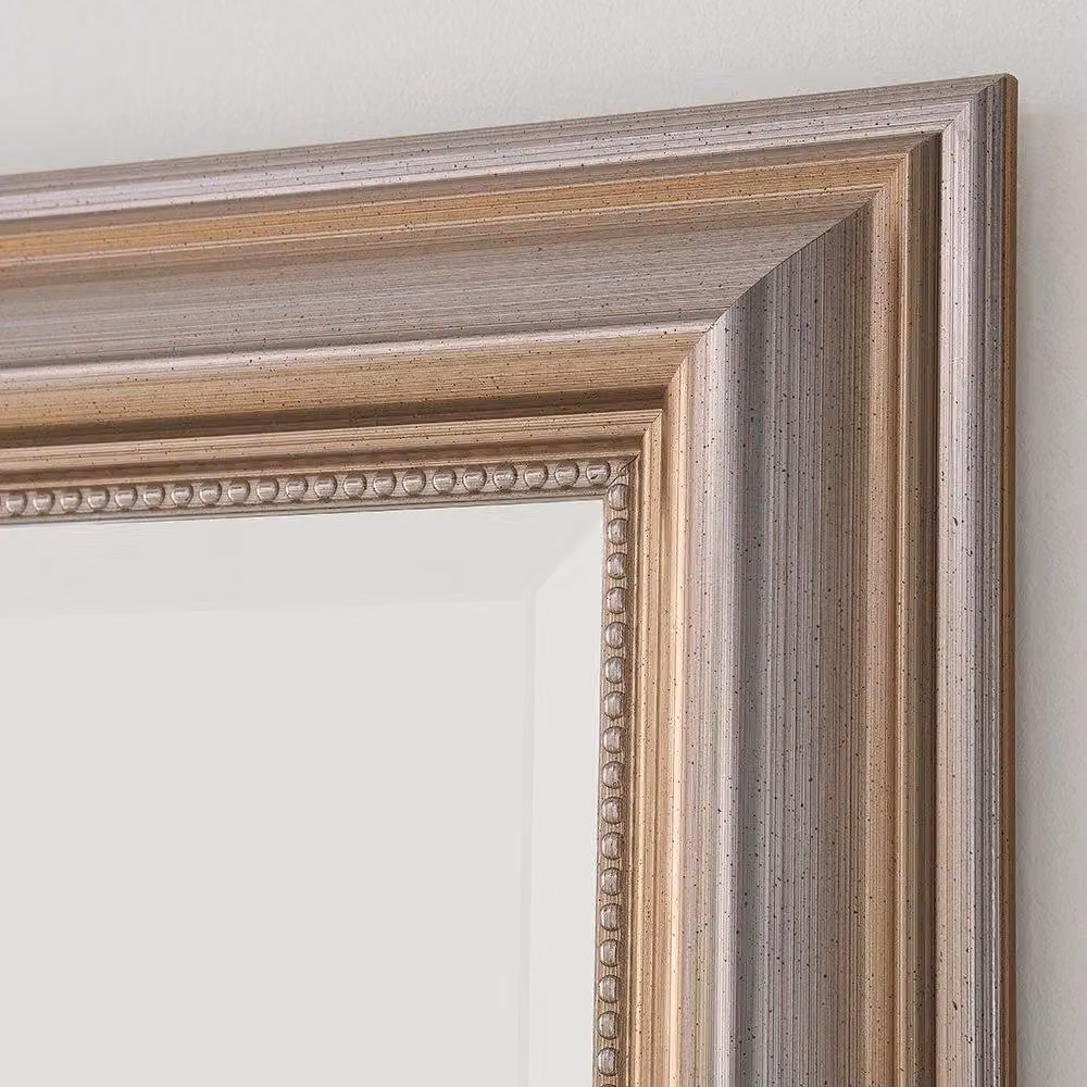 Yearn Mirrors Classic Champagne Beaded Wall Mounted Mirror in Silver, W: 103 cm, H: 75 cm – 2