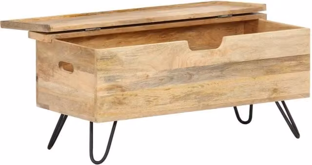 Berkfield Home Solid Mango Wood Chest in Light Brown, W/D/H: 90 x 40 x 45 cm – 1