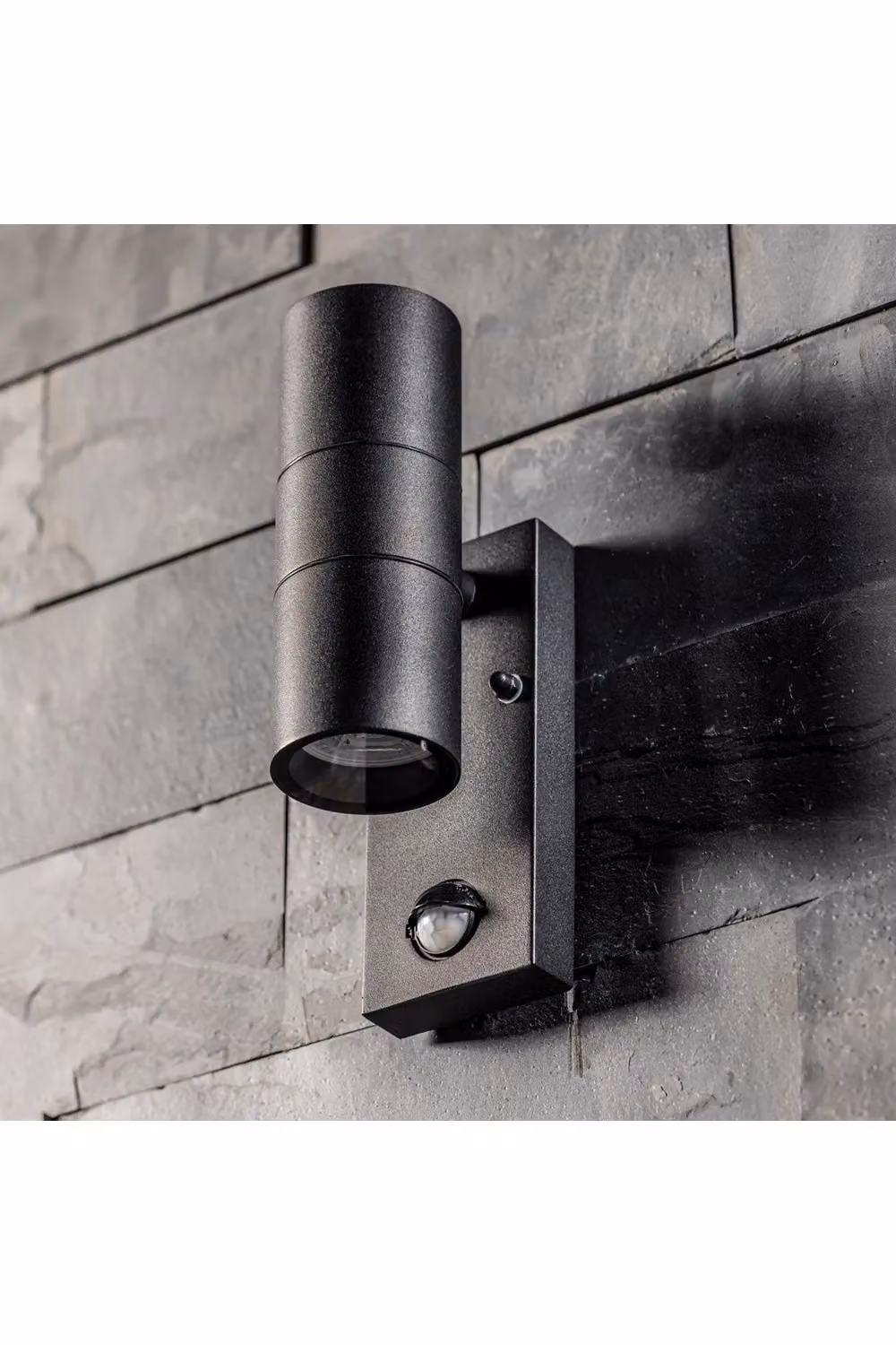 CGC Lighting Leon Black Stainless Steel Up and Down Outdoor Wall Light with PIR Motion Sensor and GU10 LED Compatibility – 4