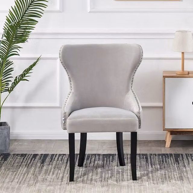 Life Interiors Mayfair LUX Velvet Upholstered Dining Chair in Grey