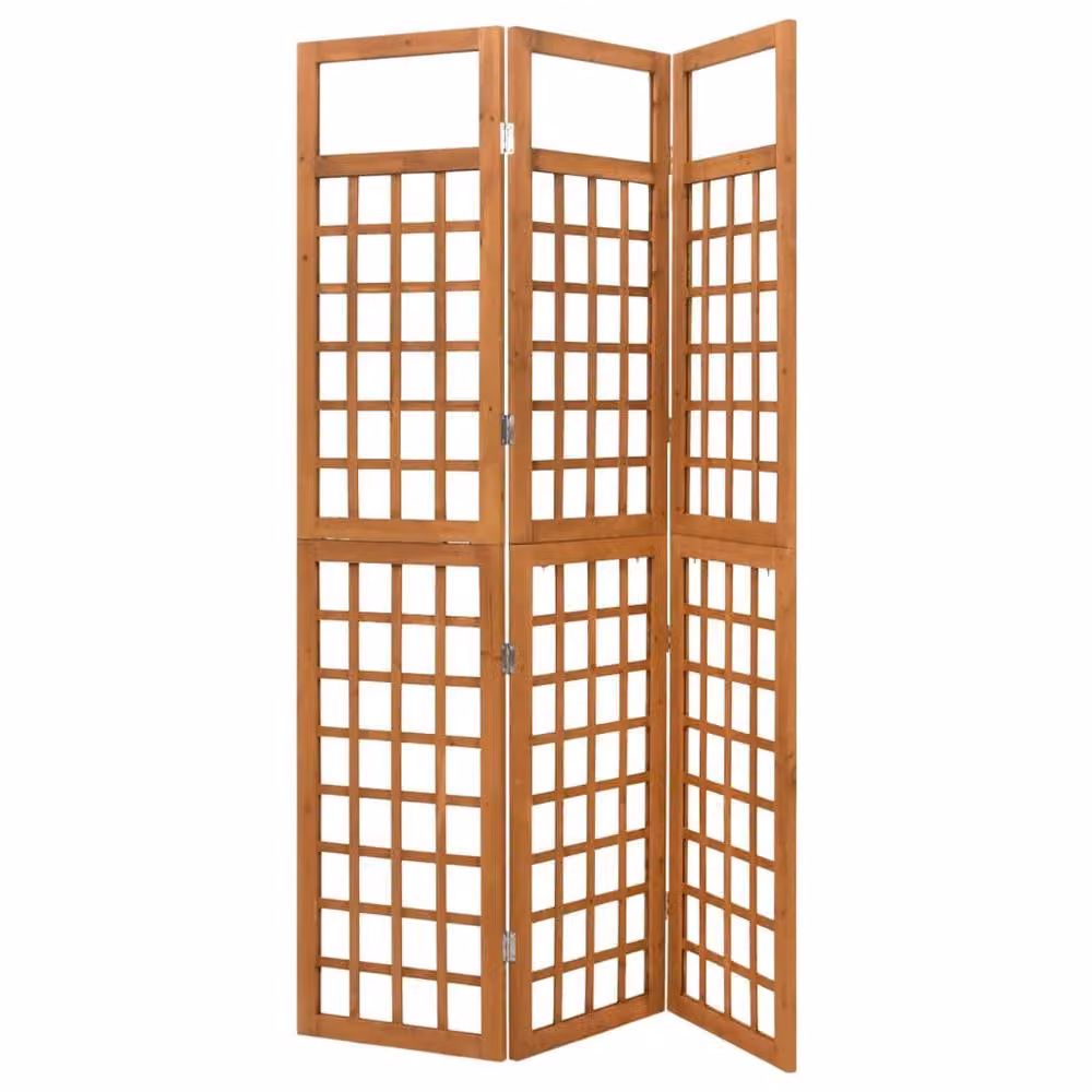 Berkfield Home 3-Panel Solid Fir Wood Trellis Room Divider in Brown, W/H: 121 x 180.5 cm – 2