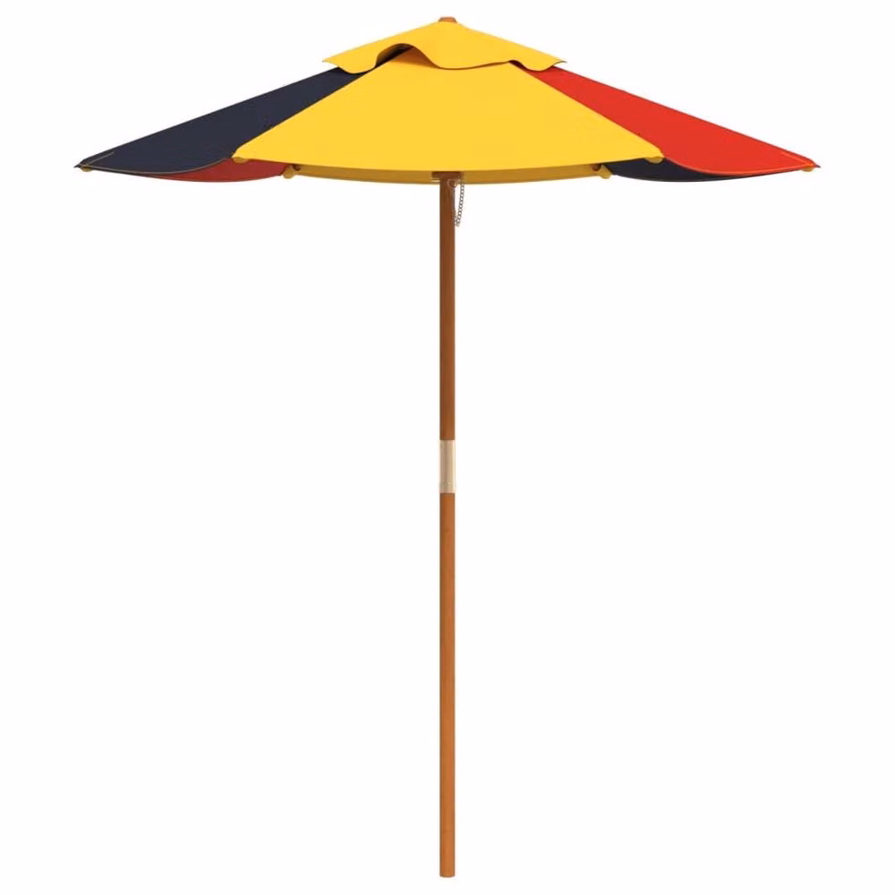 Berkfield Multicolour Garden Umbrella for Kids with Wooden Pole, W/D: 120 x 140 cm – 2