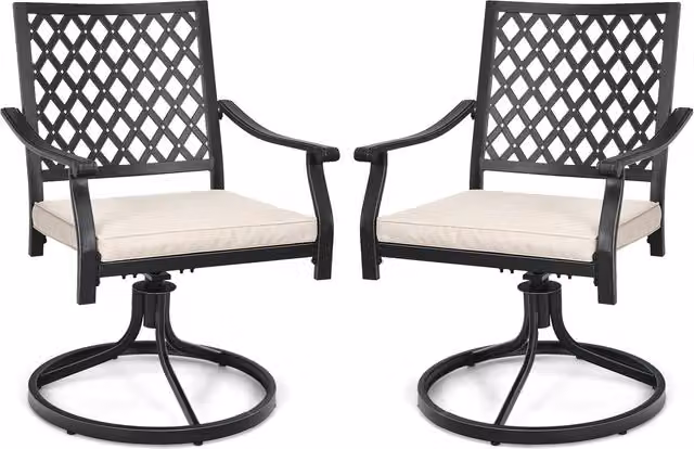 Costway 2 Piece Black Metal Patio Bistro Dining Chair Set