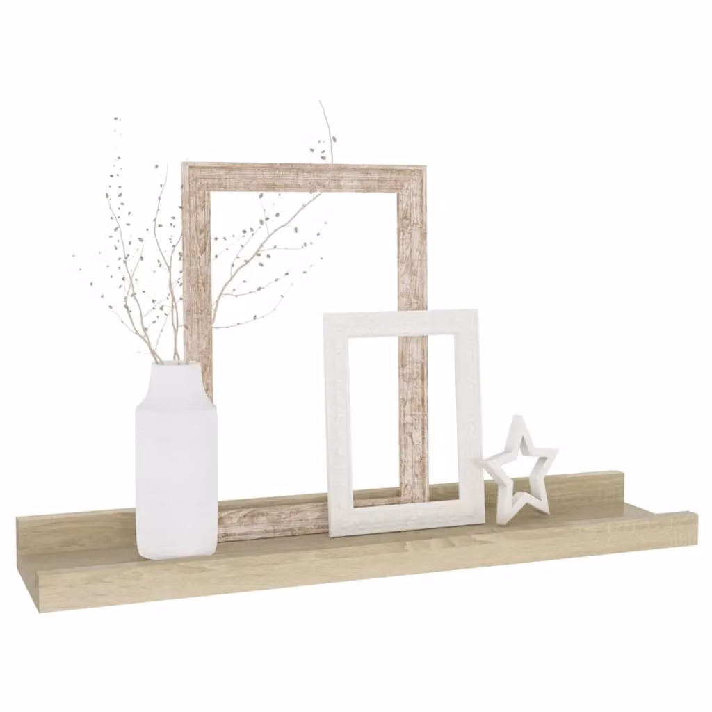 Berkfield Home Wall Mounted Shelves, 4 Piece Set in Sonoma Oak Brown, W: 40 cm, D: 9 cm, H: 3 cm – 2