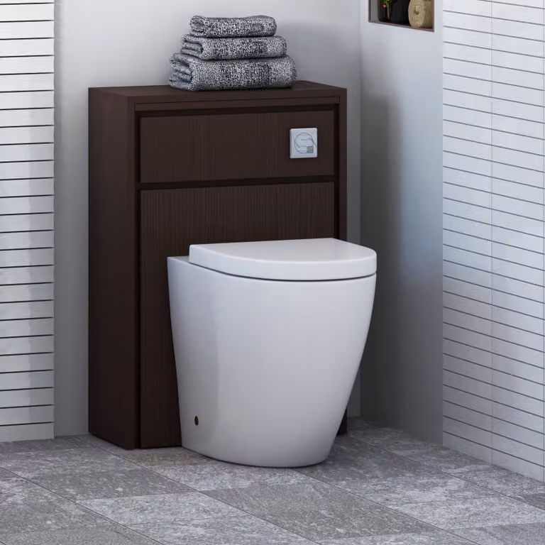 Livora Wall Mounted Ceramic BTW WC Unit with Rimless Soft Close Toilet Seat, Width: 55.5 cm
