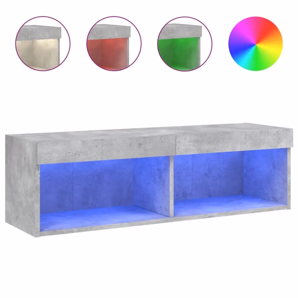Berkfield Home Modern TV Cabinet with LED Lights in Concrete Grey, W/D/H: 100 x 30 x 30 cm – 2