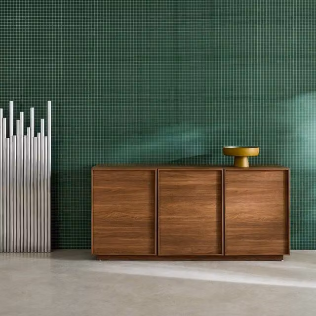Sweekeek Modern 3-Door Wood Effect Sideboard in Dark Brown, W: 160 cm