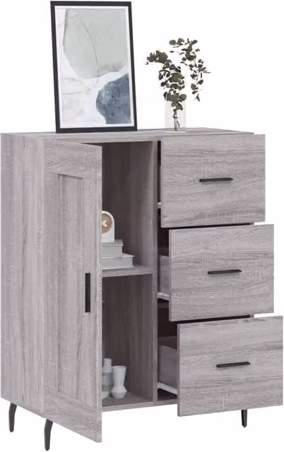 Berkfield Home Grey Sonoma Sideboard in Engineered Wood, W/D/H: 69.5 x 34 x 90 cm