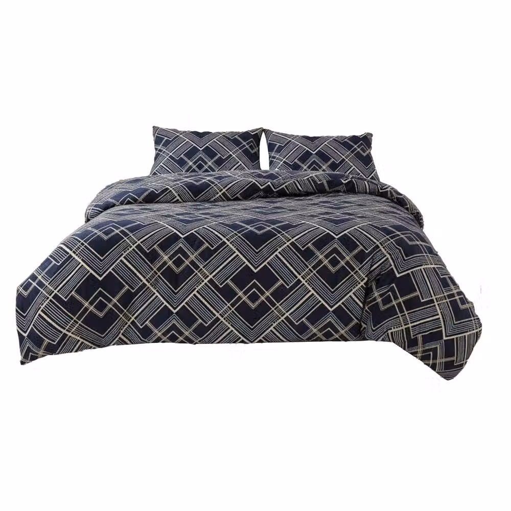 Snug City Grey and Blue Geometric Zig Zag Print Duvet Cover and Pillowcase Set, W: 180 cm, H: 200 cm – 2