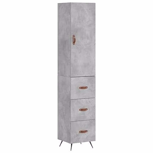 vidaXL Industrial Highboard in Grey with Hinged Doors and Internal Shelves, W/D/H: 34.5 x 34 x 180 cm