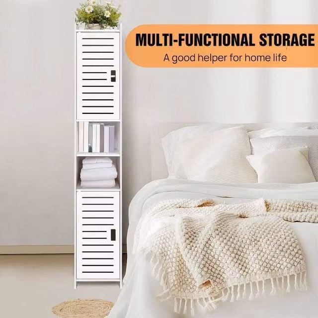 PAWNORA Bathroom Tallboy Typ A White Freestanding Cabinet H 116 x W 20 x D 20 cm