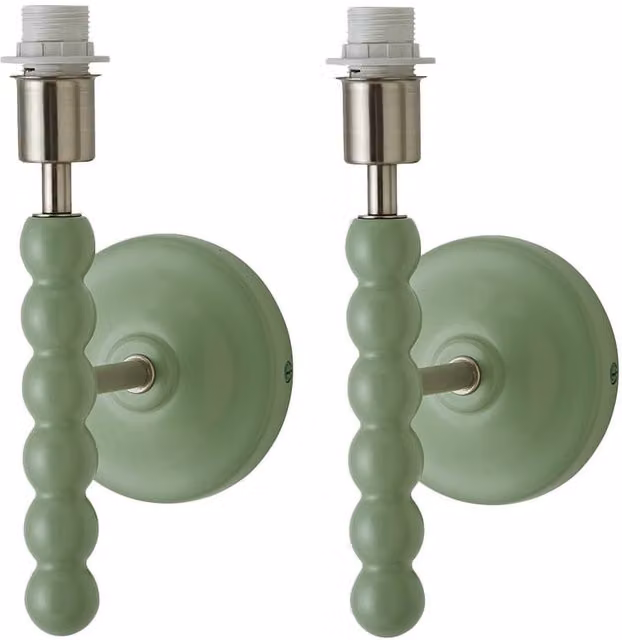 ValueLights Bobbins Pair of Sage Green Bobble Style Wall Light Bases