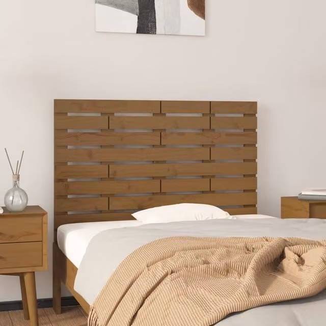 Berkfield Home Rustic Wall Mount Headboard in Honey Brown Solid Pine Wood, W: 81 cm, D: 3 cm, H: 63 cm
