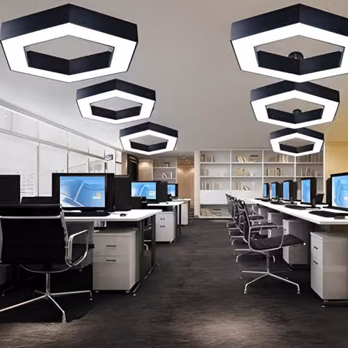 ENER-J Modern Hexagon LED Pendant Light, Black, 25W, 6500K Daylight, W/D/H: 60 x 60 x 10 cm – 7