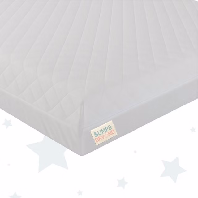 BUMP & BEYOND Waterproof Baby Cot Mattress with Washable Zipped Cover, White, W/D/H: 120 x 60 x 10 cm