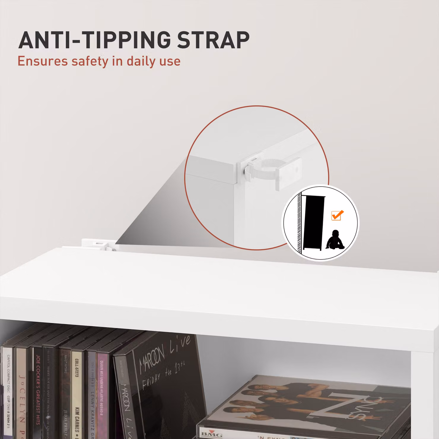 HOMCOM 260 Narrow CD Storage Unit in White with Adjustable Shelves – 4