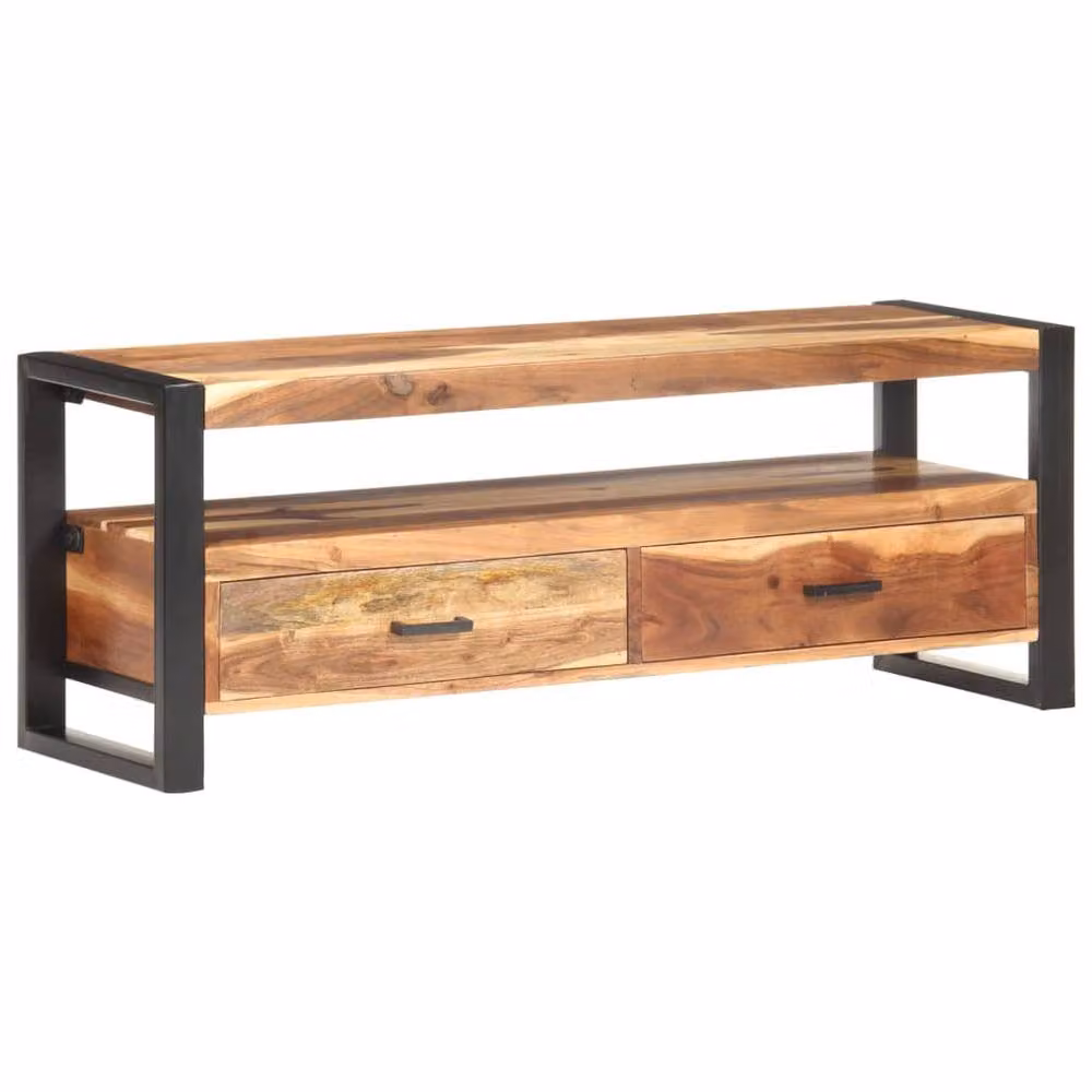 Berkfield Home Solid Wood TV Cabinet in Brown Honey Finish, W/D/H: 120 x 35 x 45 cm – 2