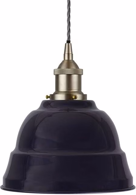 SE Home Lincoln Navy Blue and Grey Dome Pendant Light with Brushed Chrome Metal Finish