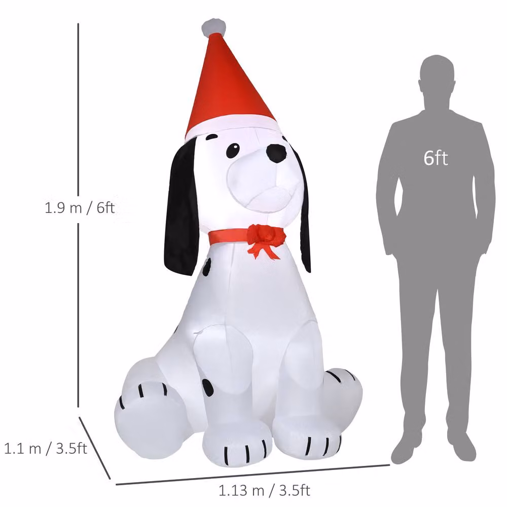 STILVORA Inflatable Christmas Dog Decoration with LED, White, Height: 190 cm – 3