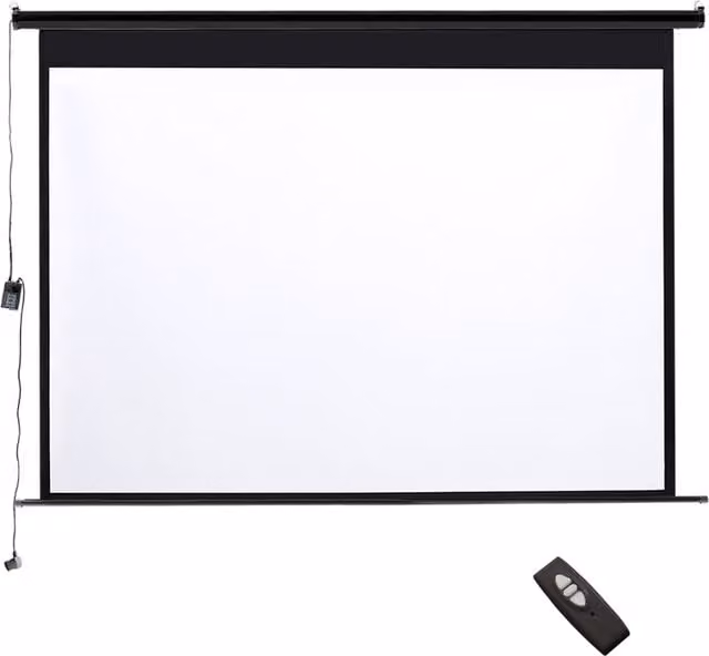 Darphe Motorised Electric Projector Screen with Remote Control, 4:3 Aspect Ratio, Black and White