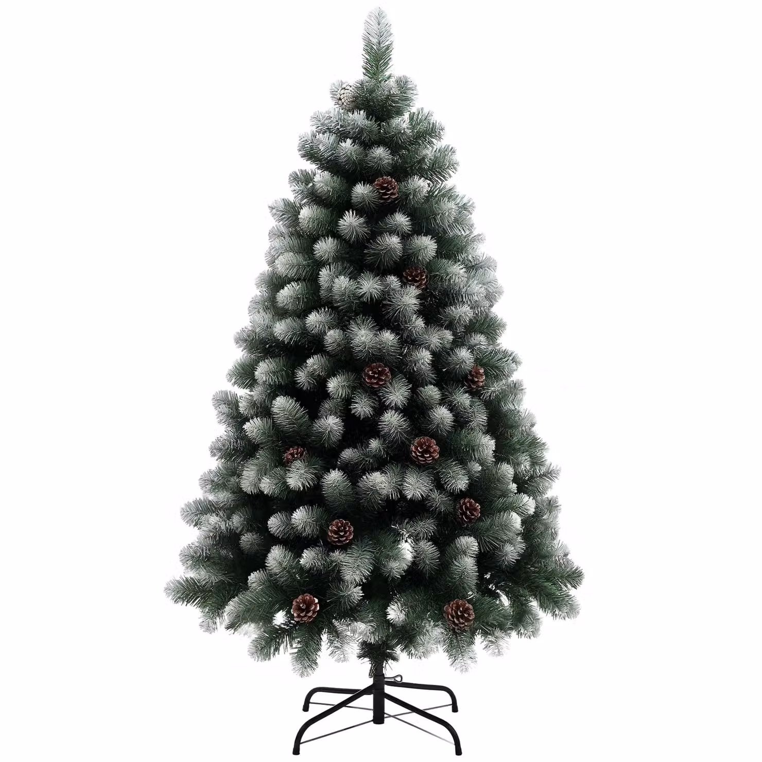 HOMCOM Green Artificial Pine Christmas Tree with Pinecones and Steel Base, Height: 182.88 cm – 2