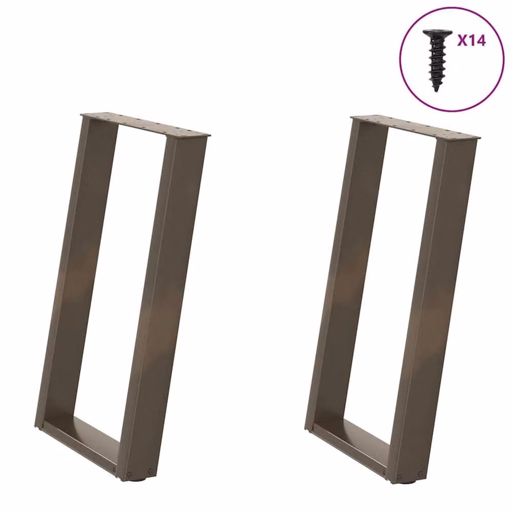 Berkfield Home vidXL U-Shaped Dining Table Legs, 2 Pieces, Brown Matt Steel, H: 70 x W: 72.5 cm – 2