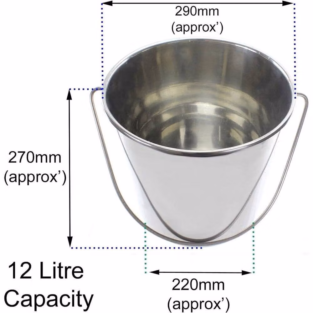 NESTLUNE Commercial Grade Stainless Steel Bucket, Silver, 12 l – 2