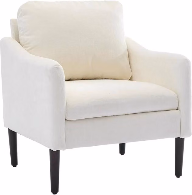 Havendro Modern Upholstered Accent Chair with Armrests and Metal Legs in White