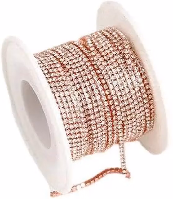 Syntego 1 Metre Luxury Grade A Diamante Chain Trim in Rose Gold