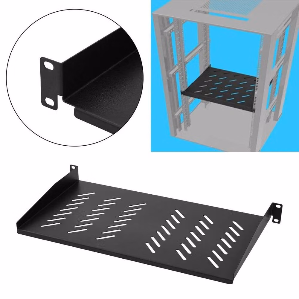 PAWNORA 1U Modem Rack Mount Shelf, Black, 25cm – 5