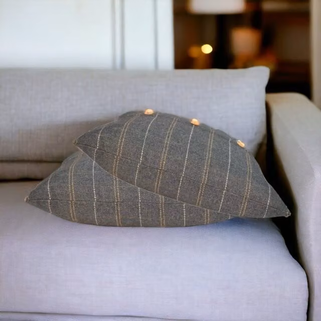 Artisan Furniture Classic Square Wool Cushions in Grey, Pack of 2