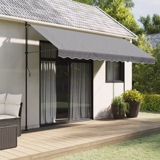 Berkfield Home Replacement Awning Valance Fabric in Anthracite Stripe and Black, 4 m