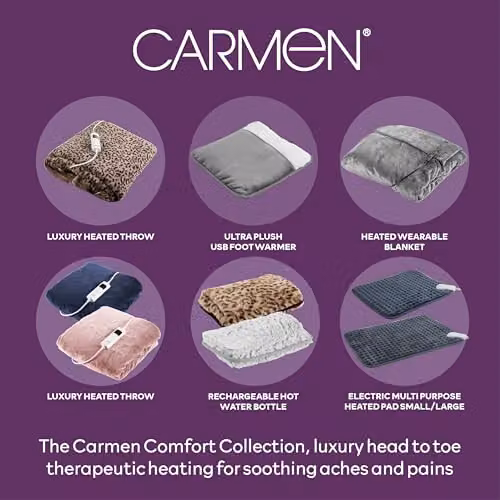 Carmen Luxury Electric Heated Blanket and Rechargeable Hot Water Bottle with Flannel Fleece and Faux Fur, Temperature Control and Adjustable Timer, Winter Hare EEJB360 – 4