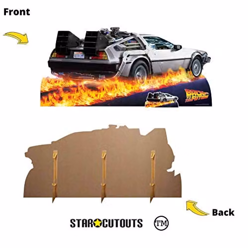 Star Cutouts SC1574 DeLorean Time Machine Cardboard Cutout, Silver Movie Party Decoration and Event Prop, H 195 cm x W 90 cm – 4