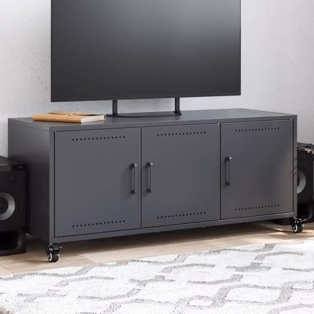 Berkfield Home Industrial TV Cabinet in Anthracite and Black Metal, W/D/H: 100.5 x 39 x 43.5 cm – 1