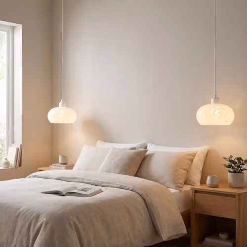 Happy Homewares Modern White Snowflake Domed Glass Pendant Ceiling Light Shade W/D/H: 12 x 12 x 22 cm – 2