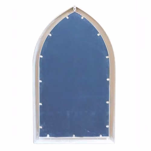 Agenzia 14 Antique Beige Arched Metal Frame Window Garden Wall Mirror W/H: 112 x 61 cm – 6